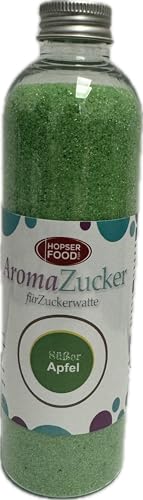 230 g Farbzucker Aromazucker für Zuckerwatte Bunt | Erdbeere, Kirsche, Cola, Vanille, Blau Zuckerwattezucker (230 g, Apfel) von Hopser Food Fun