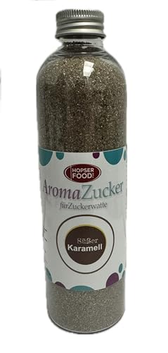 230 g Farbzucker Aromazucker für Zuckerwatte Bunt | Erdbeere, Kirsche, Cola, Vanille, Blau Zuckerwattezucker (230 g, Karamell) von Hopser Food Fun