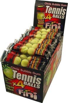 Display Komplett Fini Booom Bubble Gum Balls Tennis 50 Stück x 4 Bälle Einzeln Verpackt von Hopser Food Fun