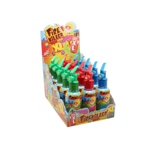 Sweet Flash Fire Killer XL Candy Spray Display - Saures Süßwaren-Spray in Feuerlöscheroptik - 15 Stück - Apfel-, Erdbeer-, oder Mix-Geschmack - XL Spray für Kinder von Hopser Food Fun