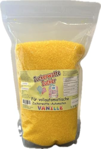 Grober Zucker 1,5 Kg für vollautomatische Zuckerwattemaschine Geprüft (Gelb) von Hopser Food Fun