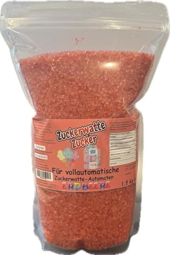 Grober Zucker 1,5 Kg für vollautomatische Zuckerwattemaschine Geprüft (Rot) von Hopser Food Fun