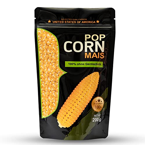 Popcorn Mais aus Amerika in Aromaschutzverpackung GMO Frei für Popcornmaschine, Airpopper, Kochtopf oder Mikrowelle (10x200g) von Hopser Food Fun