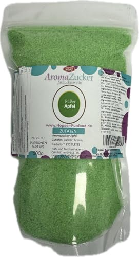 Premium Farbzucker 500 g Aromazucker für Zuckerwatte Bunt Zuckerwattezucker (500 g, Apfel) von Hopser Food Fun