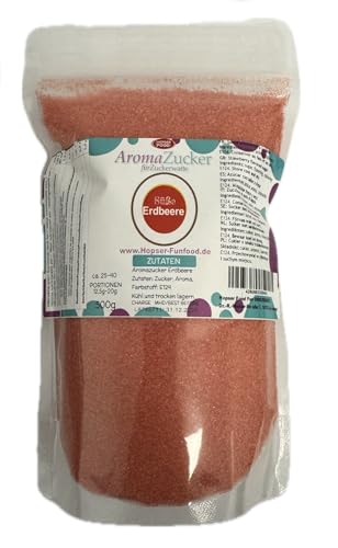 Premium Farbzucker 500 g Aromazucker für Zuckerwatte Bunt Zuckerwattezucker (500 g, Erdbeere) von Hopser Food Fun