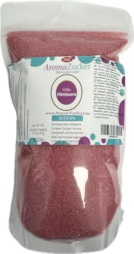 Premium Farbzucker 500 g Aromazucker für Zuckerwatte Bunt Zuckerwattezucker (500 g, Himbeere) von Hopser Food Fun