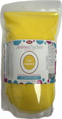 Premium Farbzucker 500 g Aromazucker für Zuckerwatte Bunt Zuckerwattezucker (500 g, Honigmelone) von Hopser Food Fun