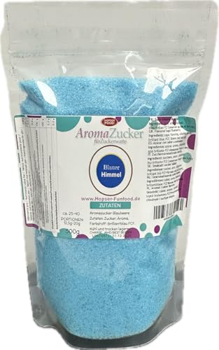 Premium Farbzucker 500 g Aromazucker für Zuckerwatte Bunt Zuckerwattezucker (500 g, Kaugummi Blaubeere) von Hopser Food Fun