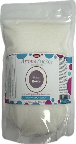 Premium Farbzucker 500 g Aromazucker für Zuckerwatte Bunt Zuckerwattezucker (500 g, Kokosnuss) von Hopser Food Fun