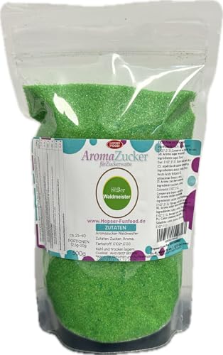 Premium Farbzucker 500 g Aromazucker für Zuckerwatte Bunt Zuckerwattezucker (500 g, Waldmeister) von Hopser Food Fun