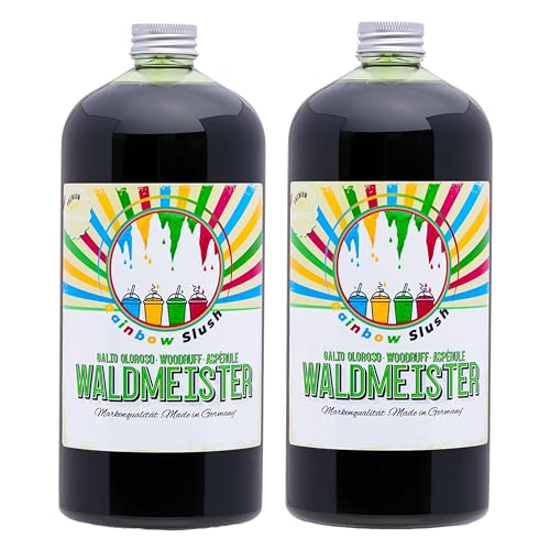 Rainbow Slush Sirup AZO FREI | 2x1 Liter Flasche | Konzentrat für Slushy Maker Eis Slushmaschinen Eismaschinen Getränke 1:5 bis 1:20 (2xWaldmeister) von Hopser Food Fun