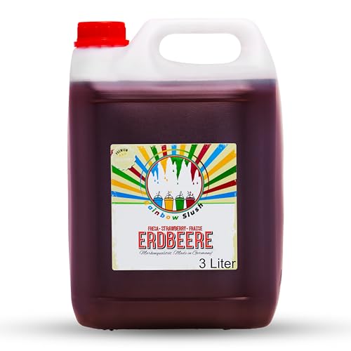 Rainbow Slush Sirup AZO und Glycerin Frei | 3 Liter Kanister | für 18 Liter Slush | Konzentrat für Slushy Maker 1:5 (Erdbeere) von Hopser Food Fun