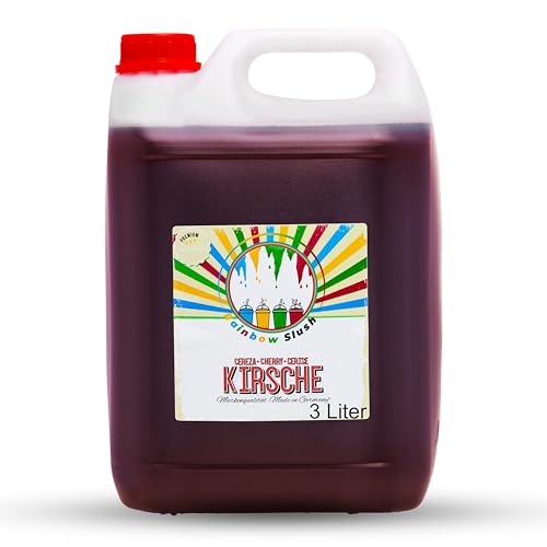 Rainbow Slush Sirup AZO FREI | 3 Liter Kanister | für 18 Liter Slush | Konzentrat für Slushy Maker 1:5 (Kirsche) von Hopser Food Fun