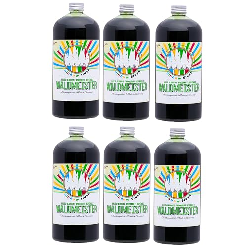 Rainbow Slush Sirup AZO FREI | 6x1 Liter Flasche | Konzentrat für Slushy Maker Eis Slushmaschinen Eismaschinen Getränke 1:5 bis 1:20 (6xWaldmeister) von Hopser Food Fun