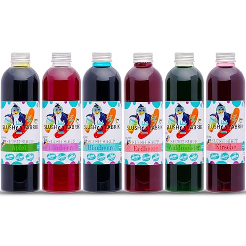 Sirup Partyset 6 x 250ml für Slush, Getränke | Slushy Eis selber machen | Slushmaschine Konzentrat 1:5, Keine Zugabe von Zucker notwendig (6 x 250ml Slush-Set 2) von Hopser Food Fun