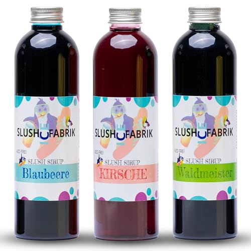 Sirup Set 3 x 250ml für Slush, Getränke | Slushy Eis selber machen | Slushmaschine Konzentrat 1:5, Keine Zugabe von Zucker notwendig (3 x 250ml Sirup-Set) von Hopser Food Fun