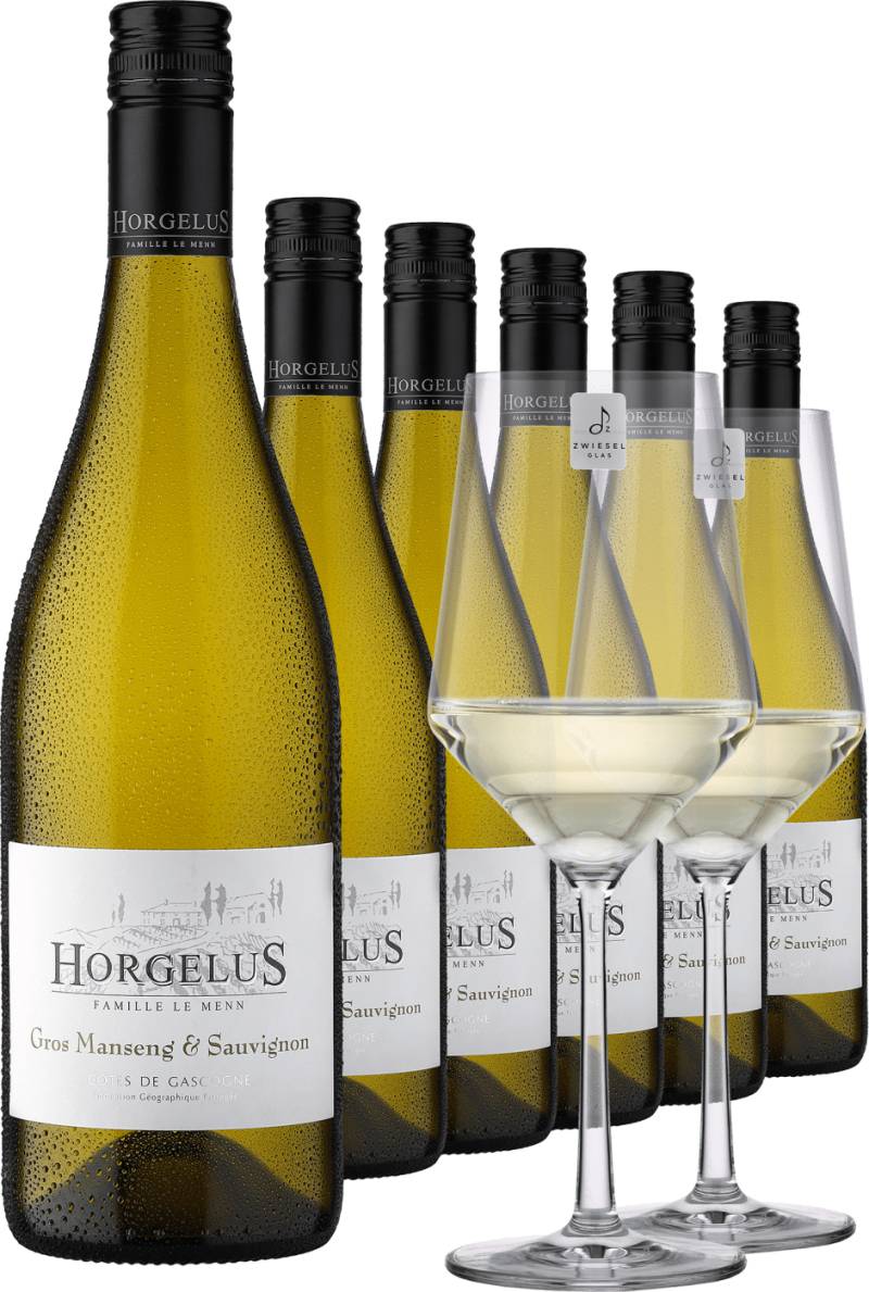 2023 Horgelus Gros Manseng & Sauvignon im 6er-Vorratspaket inkl. 2er-Set Zwiesel Glas »PURE« von Horgelus