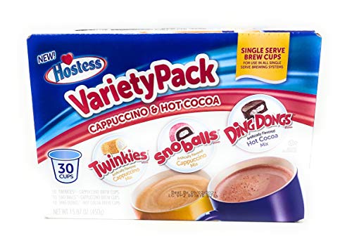 Hostess Sortimentspackung Cappuccino und Hot Cocoa 30 einzelne Portion Brew Cups Twinkies Snoballs Ding Dongs von Hostess