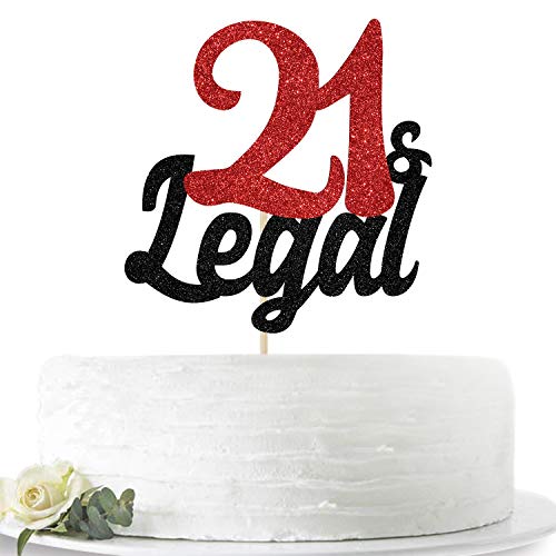 21 & Legal Glitter Cake Topper – Happy 21st Birthday Cake Decor – Cheers to 21 Years Old von Hotmoon