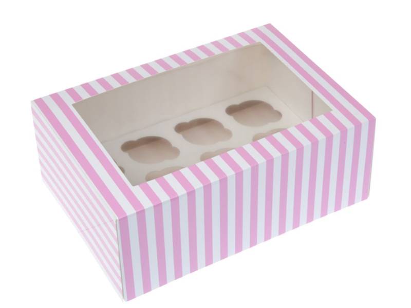 Cupcake Box für 12 Cupcakes mit Fenster Pink Zirkus 2 Stück von House of Marie