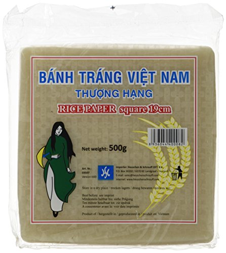 Hs Reispapier quadratisch vietnamesisch 19cm, 40er Pack (40 x 500 g) von Hs