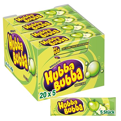 Wrigley's Hubba Bubba Kaugummi Apfel, 20er Pack (20 x 5 Stück) von Hubba Bubba