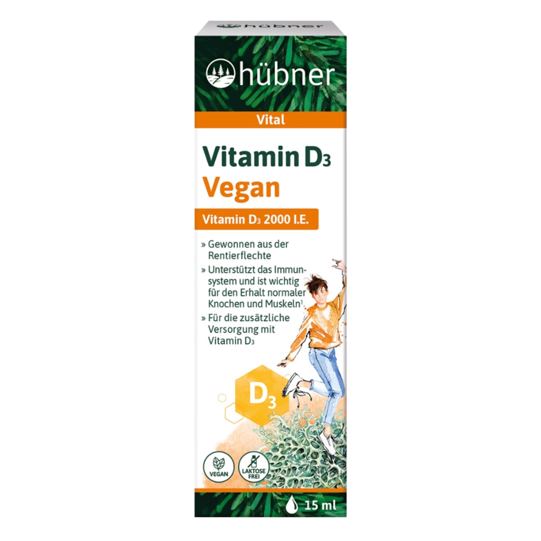 Vitamin D3 Tropfen, Vegan, 15ml von Hübner