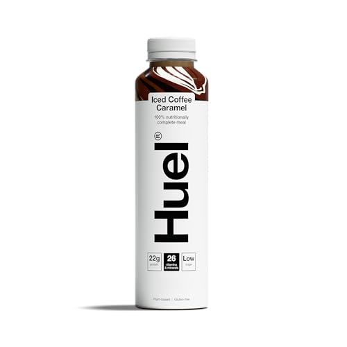 Huel Ready-to-drink Trinkmahlzeit | Iced Coffee Caramel | Eiskaffee | Plant-based | Glutenfrei | Nachhaltig | Ohne Gentechnick | 22 g Protein pro Flasche | (12x 500 ml Flaschen) von Huel