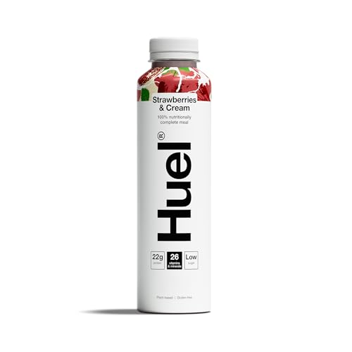 Huel Ready-to-drink Trinkmahlzeit | Strawberries & Cream | Erdbeer-Sahne | Plant-based | Glutenfrei | Nachhaltig | Ohne Gentechnick | 22 g Protein pro Flasche | (12x 500 ml Flaschen) von Huel