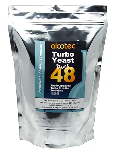 Hugbert Alcotec Turbo Pure 48 - Vodka Alkohol Gärhefe Hefe Schnaps Brennhefe - GIGA PACK 1350g - bis zu 250L von Hugbert