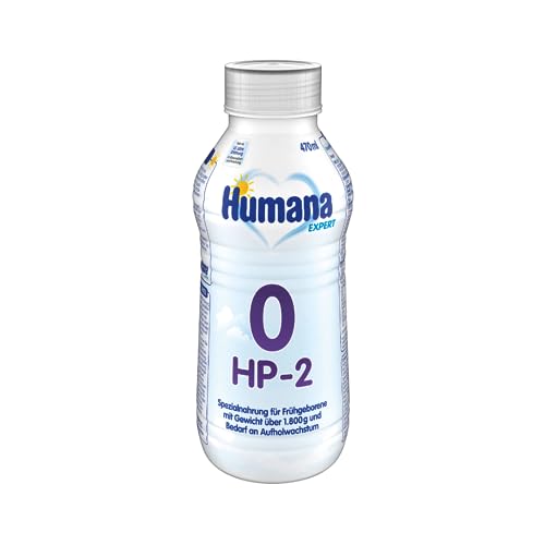 Humana 0-HP-2 Expert trinkfertig, von Geburt an, Lebensmittel für besondere medizinische Zwecke zum Diätmanagement bei Frühgeborenen mit Gewicht über 1.800 g und Bedarf an Aufholwachstum, 1 x 470 ml von Humana