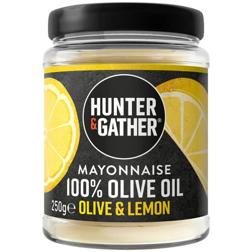 Hunter & Gather Olivenöl Mayonnaise 250 g| Hergestellt mit Olivenöl & Eigelb aus britischer Freilandhaltung | Paleo, Keto, Zucker- und Glutenfreie Olivenöl Mayo (Oliven & Zitronen) I Samenölfrei von Hunter & Gather