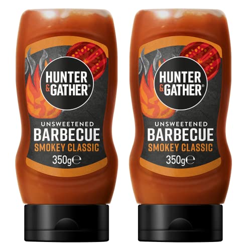 Ungesüsster, Barbecue-Sauce 2x350g | Keto, Paleo, Low Carb & Vegan freundlich | Frei von zugesetztem Zucker und Süßungsmitteln mit Salz aus der Salt Range Pakistan von Hunter & Gather