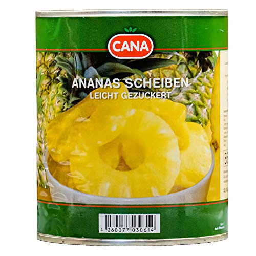 Cana Ananas in Scheiben - 3x 490g Dose - leicht gezuckert eingelegte Ananas in Saft Ananas-Dose Ananasfrucht Obstkonserve vegan glutenfrei schonend verarbeitet von Hymor