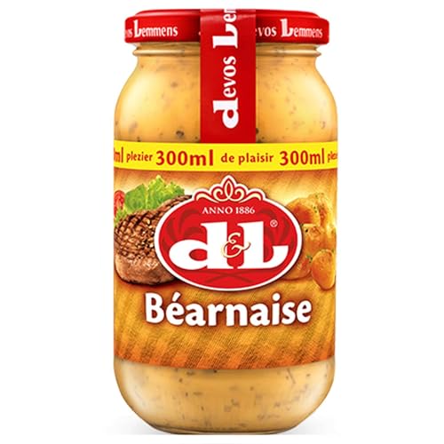 D&L Bearnaise Sauce - 1x 300ml Glas - cremig intensive französische Béarnaise Sauce von Devos & Lemmens, traditionelle Soße perfekt zu Fleisch,- und Fischgerichten oder zu Gemüse von Hymor