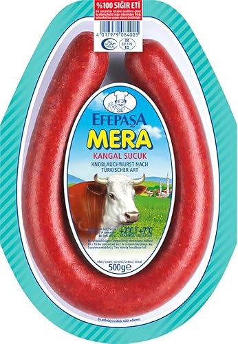 Efepasa Mera Kangal Sucuk – 12x 500g - Halal Knoblauchwurst aus 100% Rindfleisch, traditionell luftgetrocknete türkische Spezialität für vielseitige Gerichte wie Sucuk-Baguette, Menemen, Pizza. (12) von Hymor