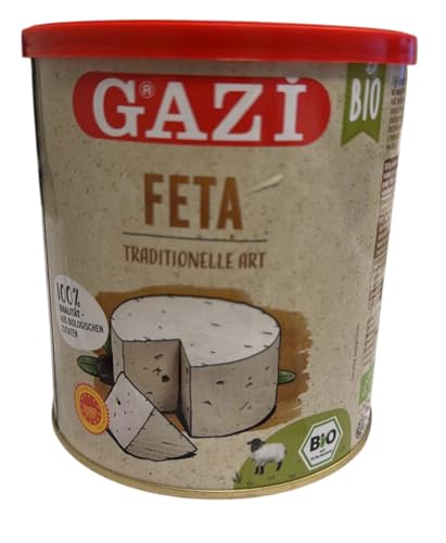 Gazi BIO Feta in Salzlake - 12x 400g Dose - 43% Fett i.Tr. | traditionell hergestellter Feta-Käse | mit authentischem Geschmack | aus 100% griechischer Schafsmilch von Hymor