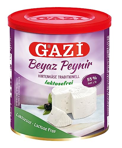 Gazi Hirtenkäse laktosefrei - 2x 500g Dose - Beyaz Peynir Rahmkäse frei von Laktose mit 55% Fett i.Tr., aus 100% Kuhmilch, Weichkäse ist bestens für Salate geeignet, äußerst weicher Geschmack von Hymor