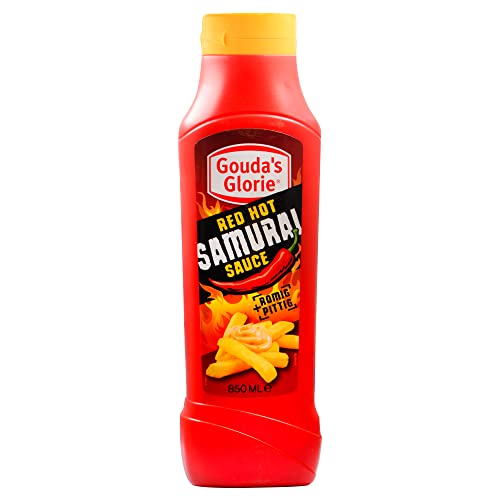 Goudas Glorie Red Hot Samurai Sauce - 1x 850ml - cremige und leicht scharfe Soße, bekannt als belgische Sauce von, für Nachos Burger Enchiladas Tacos Burritos, warm und kalt genießbar von Hymor