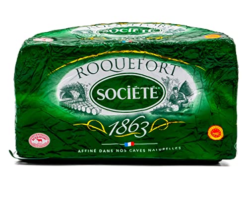 Hymor Roquefort Societe Schafs-Käse AOP - 3x 100g - französischer Blau-Schimmel-Käse, cremig und aromatisch, Edel-Pilz-Käse, solo zu Wein, als Topping von Pizza oder zum Überbacken von Hymor