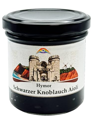 Hymor Schwarzer Knoblauch Aioli - 1x 135g Glas - Cremige Knoblauch-Creme | spanischer Knoblauch-Dip | Perfekt als Dip, Brotaufstrich & zum Verfeinern von Gerichten von Hymor