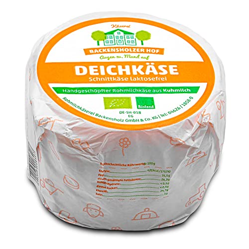 Hymor BIO Deichkäse - 1x ca. 700g - laktosefreier Schnittkäse, handgeschöpfter Rohmilch-Käse von Backensholzer Hof aus Kuhmilch nach klassischer Bergkäse-Rezeptur in Bio-Land Qualität von Hymor