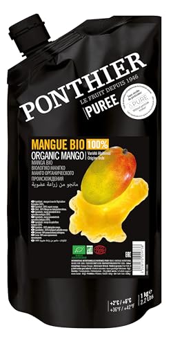 Hymor Ponthier Bio Fruchtpüree Mango - 3x 1kg - Püree aus indische Alphonso Mangos, frei von Farb- und Konservierungsstoffen, für Mango Bowls, Mango Smoothies, Eis, Dessert, Porridge (1er) von Hymor