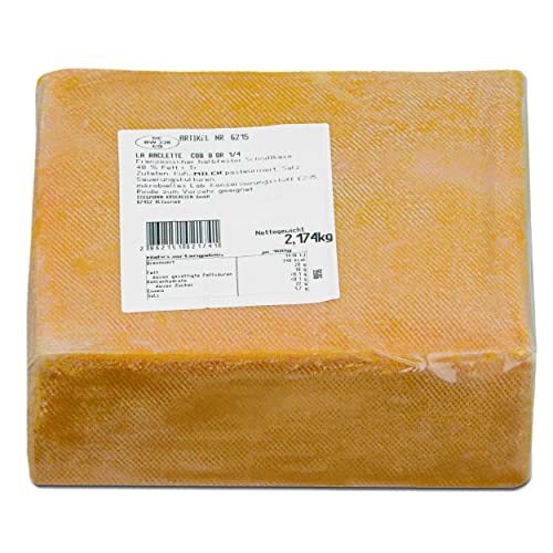 Hymor Raclette-Käse 1/4 - 1x ca. 2kg - französischer halbfester Schnitt-Käse im Laib | mindestens 8 Wochen gereift | klassisch zum Raclette | als Belag für Gemüse, Kartoffeln, Fleisch, Fisch... von Hymor