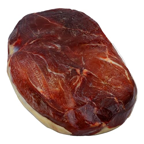 Hymor Superham Serrano Schinken am Stück - 1x ca. 4,3 kg ganzes Stück - Jamon Serrano ohne Knochen, polierter luftgetrockneter Schinken, mindestens 10 Monate gereift mit weniger Salz für Geschmack von Hymor