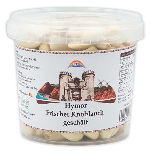 Hymor frischer Knoblauch geschält - 3x 1kg - geschälter Knoblauch aus Spanien, Ajo Morado aus Las Pedroñeras, sofort gebrauchsfertige spanische Knoblauch-Zehen, vielseitiges Würzmittel von Hymor