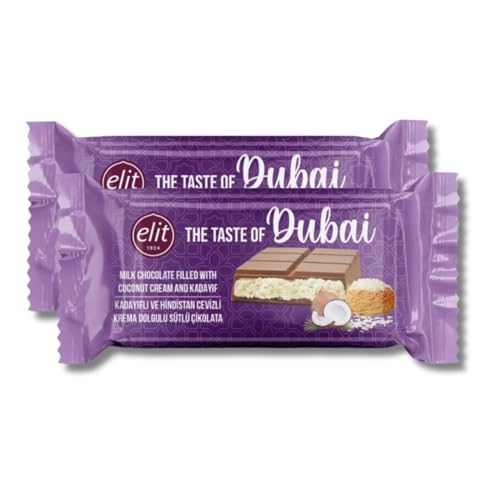 Elit Dubai Art Schokolade 2er Pack – Milchschokolade mit Kokosnusscreme und Kadayif | Luxuriöse Schokoladentafeln | Exklusiver Genuss (2er Pack, Kokosnuss) von Hype Trade