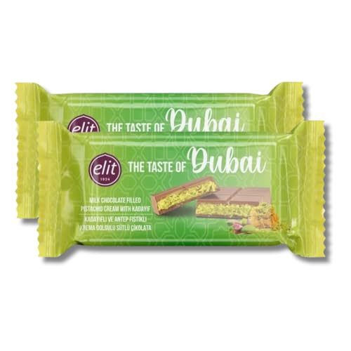 Elit Dubai Art Schokolade 2er Pack – Milchschokolade mit Pistaziencreme | Luxuriöse Schokoladentafeln | Exklusiver Genuss (2er Pack, Pistazie) von Hype Trade