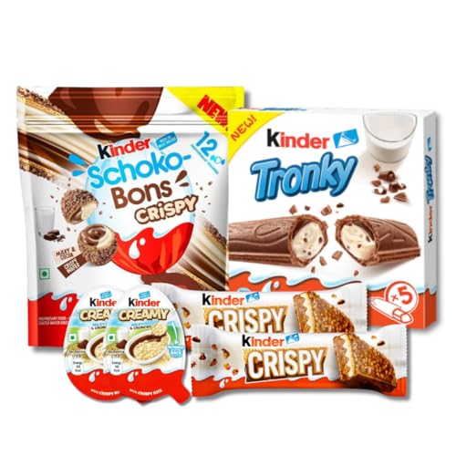 Kinder 2x Riegel & 1x Schokobons Crispy, 1x Tronky, 2x Creamy - Süßigkeiten Box (SX) von Hype Trade