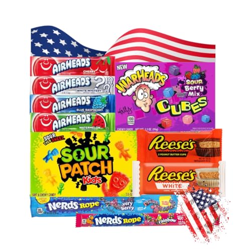 USA Süßigkeiten Box | Amerikanische Snacks & Schokolade | Geschenkbox mit Candy & Import-Leckereien | Perfekt für Valentinstag, Geburtstage & schöne Abende | 410g von Hype Trade